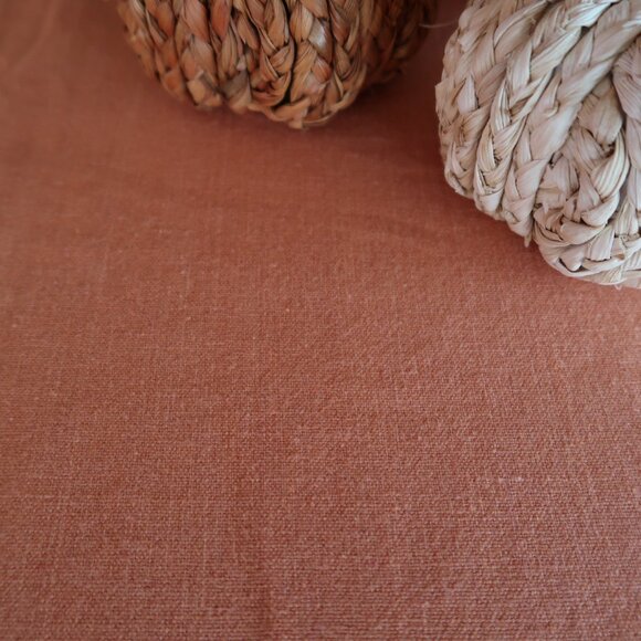 Emerald Brand Hemstitched Tablecloth Linen Blend Pumpkin Color 114" x 66" - Picture 3 of 10